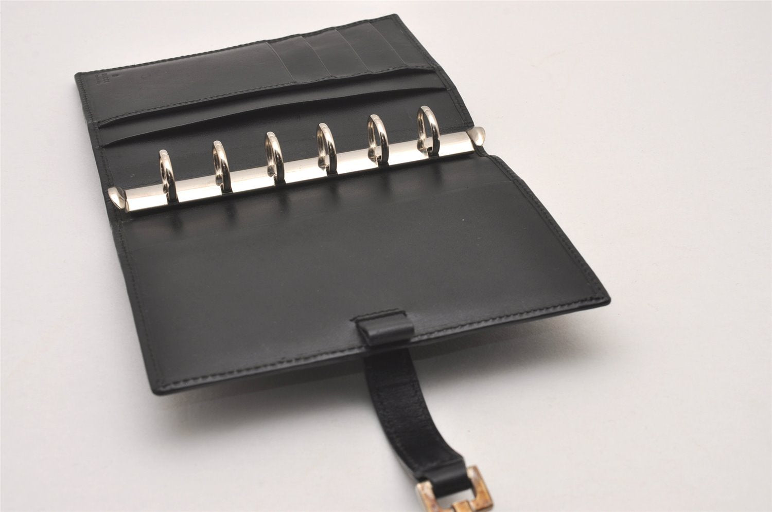 Authentic GUCCI Jackie Agenda Notebook Cover Purse GG Canvas Leather Black 6301I