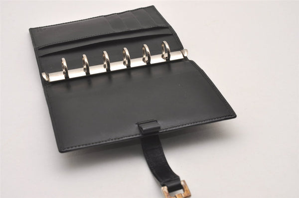 Authentic GUCCI Jackie Agenda Notebook Cover Purse GG Canvas Leather Black 6301I