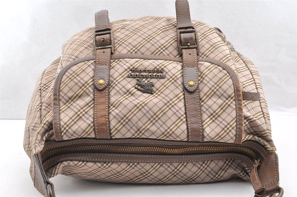 Authentic BURBERRY BLUE LABEL Check 2Way Shoulder Bag Canvas Leather Pink 6303I