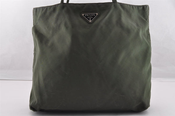 Authentic PRADA Vintage Nylon Tessuto Leather Shoulder Bag Green 6304I