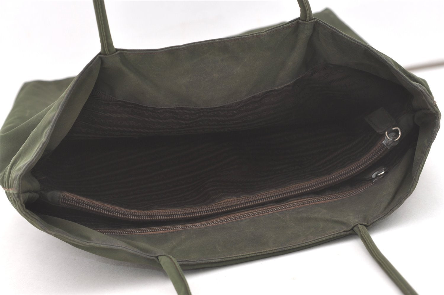 Authentic PRADA Vintage Nylon Tessuto Leather Shoulder Bag Green 6304I