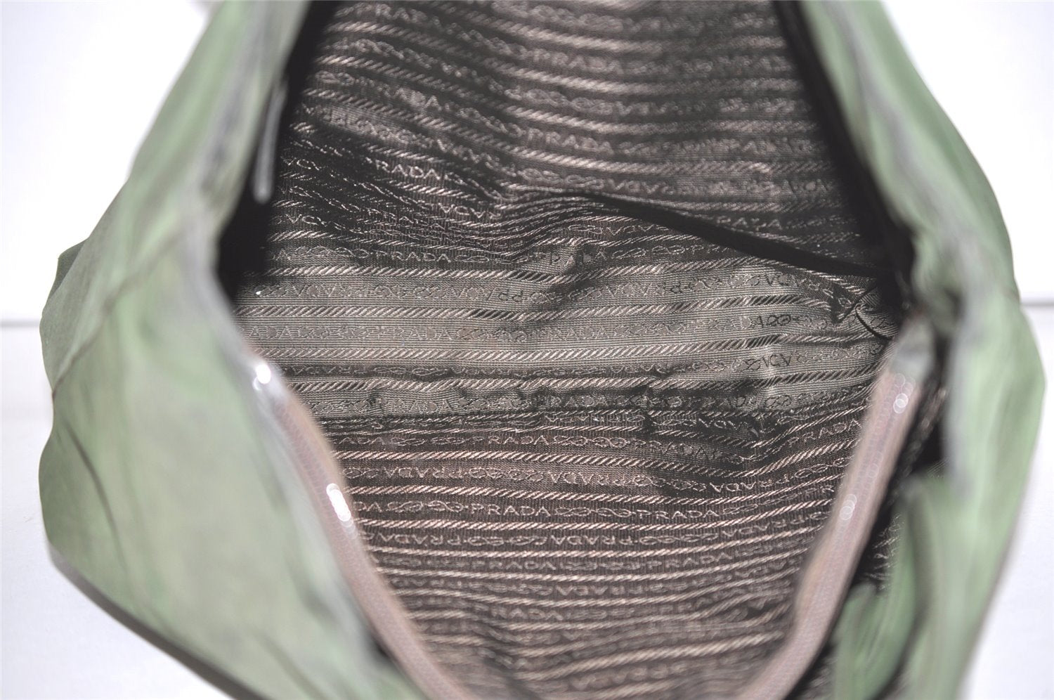 Authentic PRADA Vintage Nylon Tessuto Leather Shoulder Bag Green 6304I