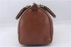 Authentic Burberrys Vintage Leather Hand Boston Bag Brown 6307D