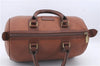 Authentic Burberrys Vintage Leather Hand Boston Bag Brown 6307D