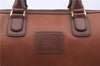 Authentic Burberrys Vintage Leather Hand Boston Bag Brown 6307D