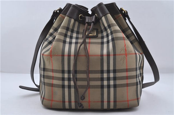 Authentic Burberrys Nova Check Shoulder Cross Body Bag Canvas Beige 6308D