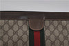 Authentic GUCCI Web Sherry Line Clutch Hand Bag Purse GG PVC Leather Brown 6309D