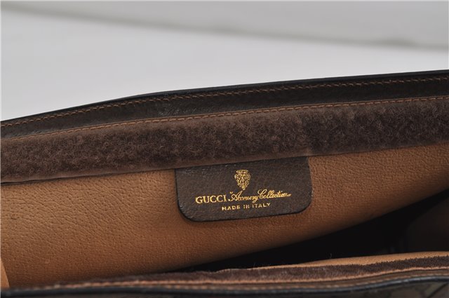 Authentic GUCCI Web Sherry Line Clutch Hand Bag Purse GG PVC Leather Brown 6309D