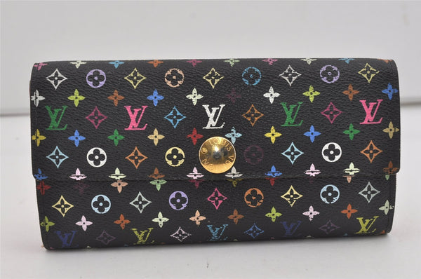 Auth Louis Vuitton Monogram Multicolor Portefeuille Sarah Wallet M93747 LV 6310I