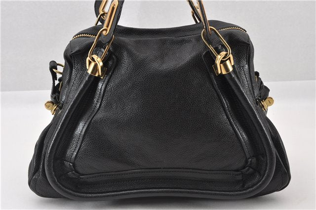 Authentic Chloe Paraty Medium 2Way Shoulder Hand Bag Purse Leather Black 6311F