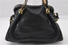 Authentic Chloe Paraty Medium 2Way Shoulder Hand Bag Purse Leather Black 6311F