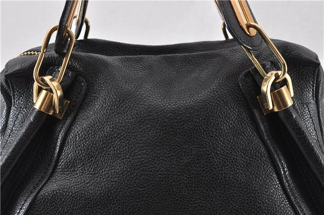 Authentic Chloe Paraty Medium 2Way Shoulder Hand Bag Purse Leather Black 6311F