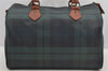 Authentic POLO Ralph Lauren Check 2Way Hand Boston Bag PVC Leather Green 6313I