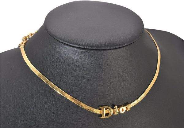 Authentic Christian Dior Vintage Gold Tone Chain Pendant Necklace CD 6315I