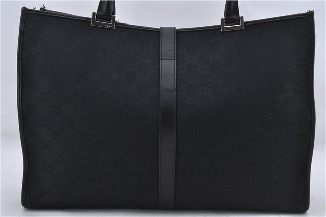 Authentic GUCCI Jackie Shoulder Tote Bag GG Canvas Leather 0021074 Black 6318D