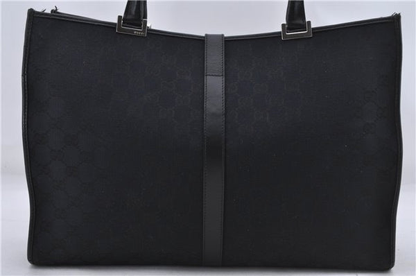 Authentic GUCCI Jackie Shoulder Tote Bag GG Canvas Leather 0021074 Black 6318D
