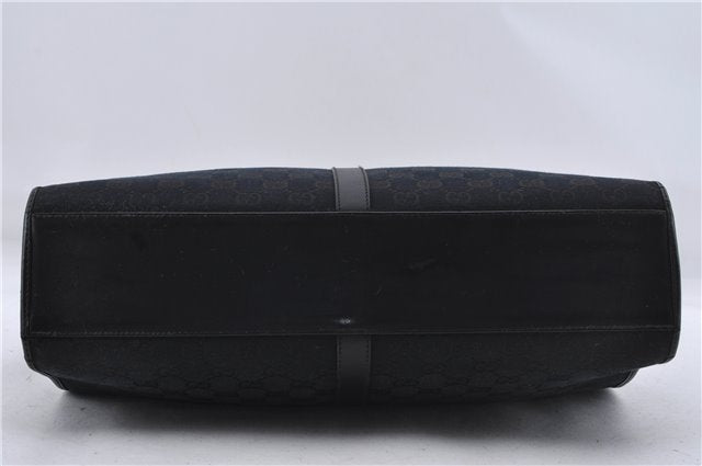 Authentic GUCCI Jackie Shoulder Tote Bag GG Canvas Leather 0021074 Black 6318D