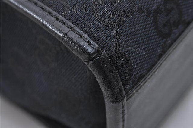 Authentic GUCCI Jackie Shoulder Tote Bag GG Canvas Leather 0021074 Black 6318D