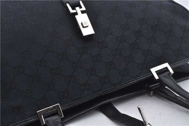 Authentic GUCCI Jackie Shoulder Tote Bag GG Canvas Leather 0021074 Black 6318D