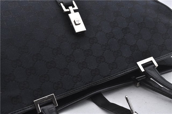 Authentic GUCCI Jackie Shoulder Tote Bag GG Canvas Leather 0021074 Black 6318D