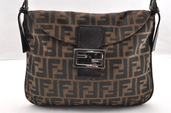 Authentic FENDI Zucca Mamma Baguette Shoulder Bag Canvas Leather Brown 6319I