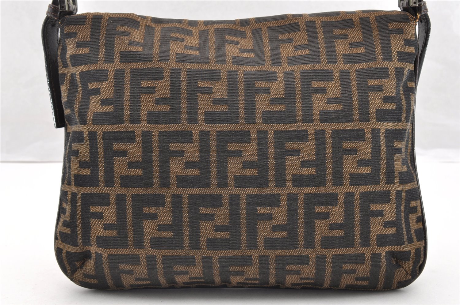 Authentic FENDI Zucca Mamma Baguette Shoulder Bag Canvas Leather Brown 6319I