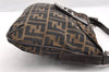 Authentic FENDI Zucca Mamma Baguette Shoulder Bag Canvas Leather Brown 6319I