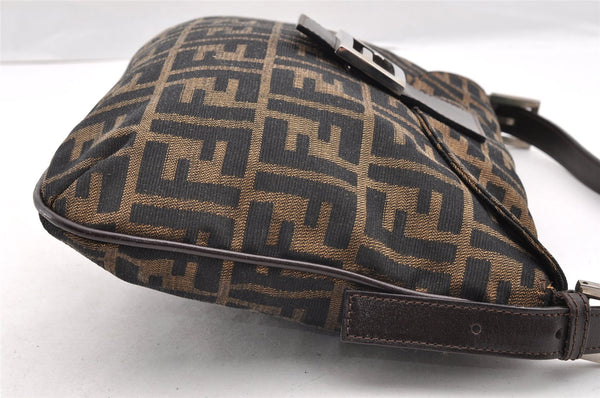 Authentic FENDI Zucca Mamma Baguette Shoulder Bag Canvas Leather Brown 6319I