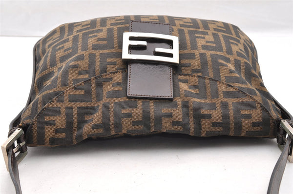 Authentic FENDI Zucca Mamma Baguette Shoulder Bag Canvas Leather Brown 6319I
