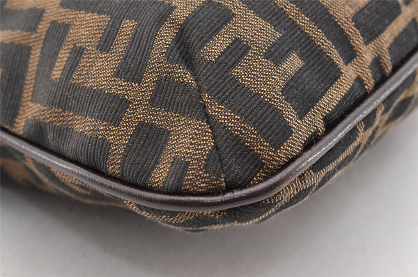 Authentic FENDI Zucca Mamma Baguette Shoulder Bag Canvas Leather Brown 6319I