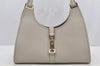 Authentic GUCCI Jackie Shoulder Hand Bag Purse Leather 0021067 Light Gray 6320I