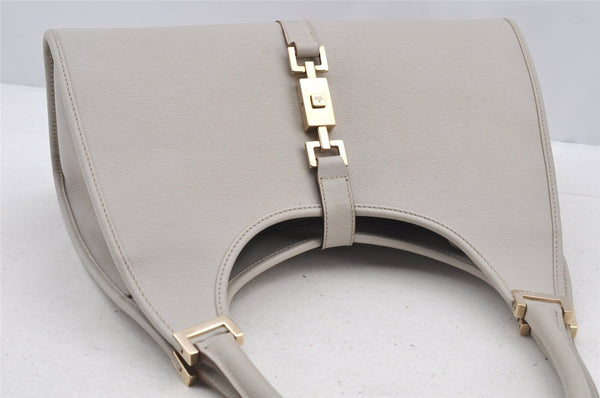 Authentic GUCCI Jackie Shoulder Hand Bag Purse Leather 0021067 Light Gray 6320I