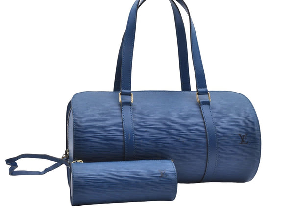 Authentic Louis Vuitton Epi Soufflot Hand Bag Blue M52225 LV 6321D