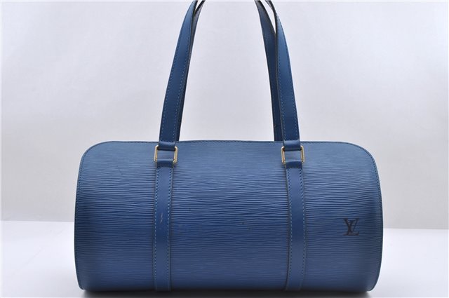 Authentic Louis Vuitton Epi Soufflot Hand Bag Blue M52225 LV 6321D