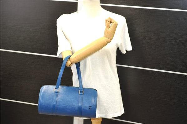 Authentic Louis Vuitton Epi Soufflot Hand Bag Blue M52225 LV 6321D