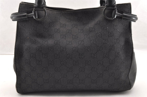 Authentic GUCCI Horsebit Shoulder Tote Bag GG Canvas Leather 101971 Black 6321I