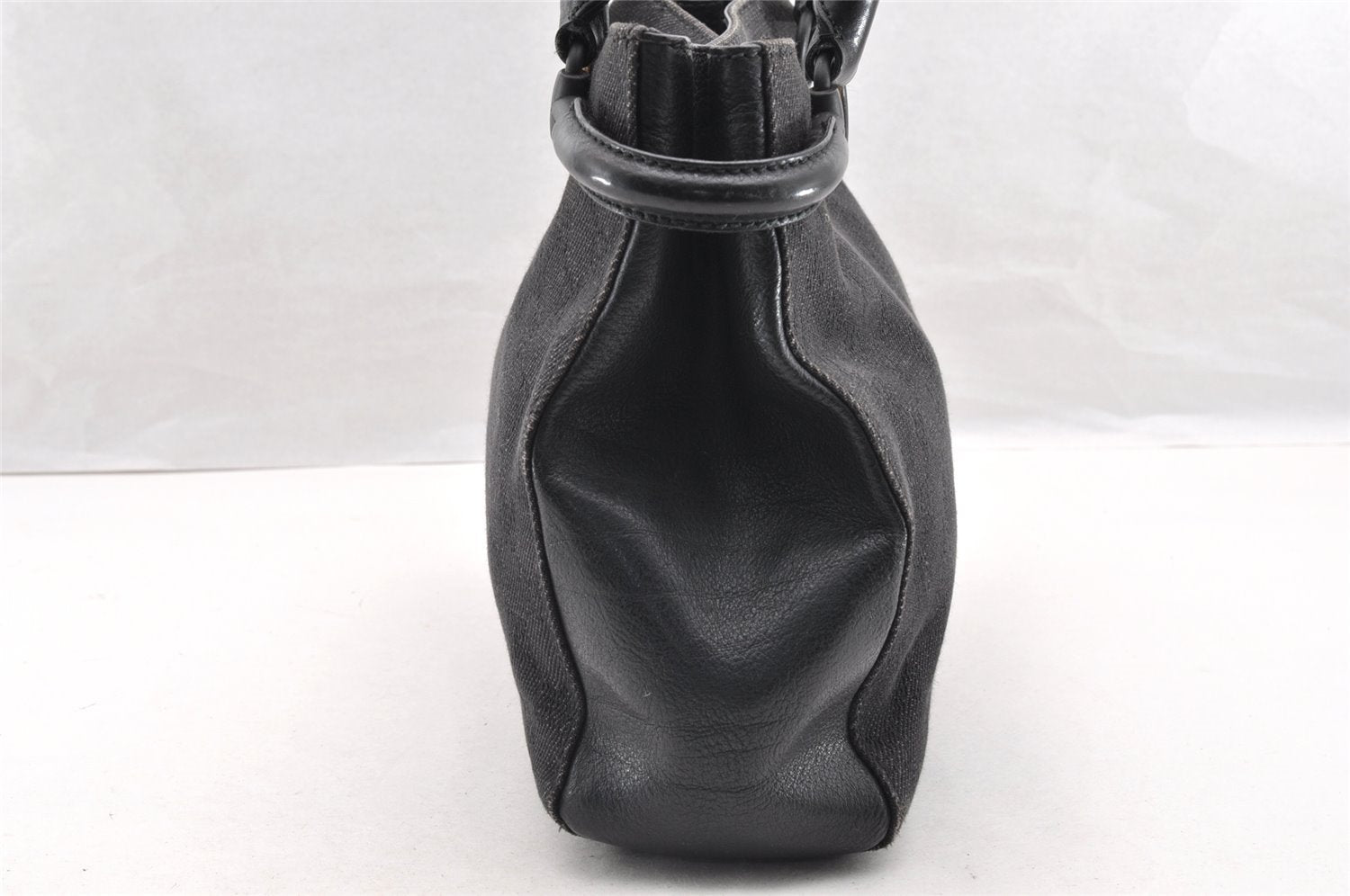 Authentic GUCCI Horsebit Shoulder Tote Bag GG Canvas Leather 101971 Black 6321I