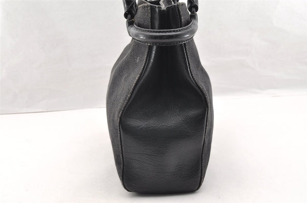 Authentic GUCCI Horsebit Shoulder Tote Bag GG Canvas Leather 101971 Black 6321I