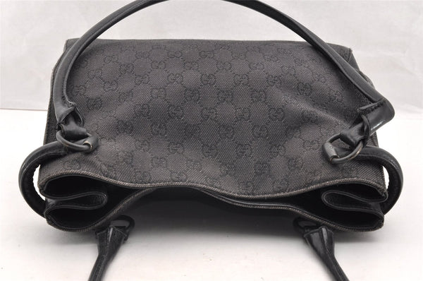 Authentic GUCCI Horsebit Shoulder Tote Bag GG Canvas Leather 101971 Black 6321I