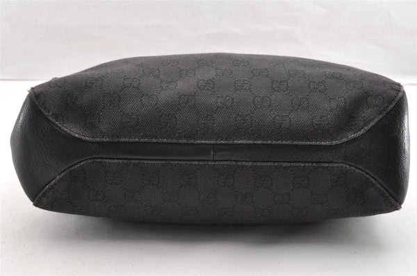 Authentic GUCCI Horsebit Shoulder Tote Bag GG Canvas Leather 101971 Black 6321I