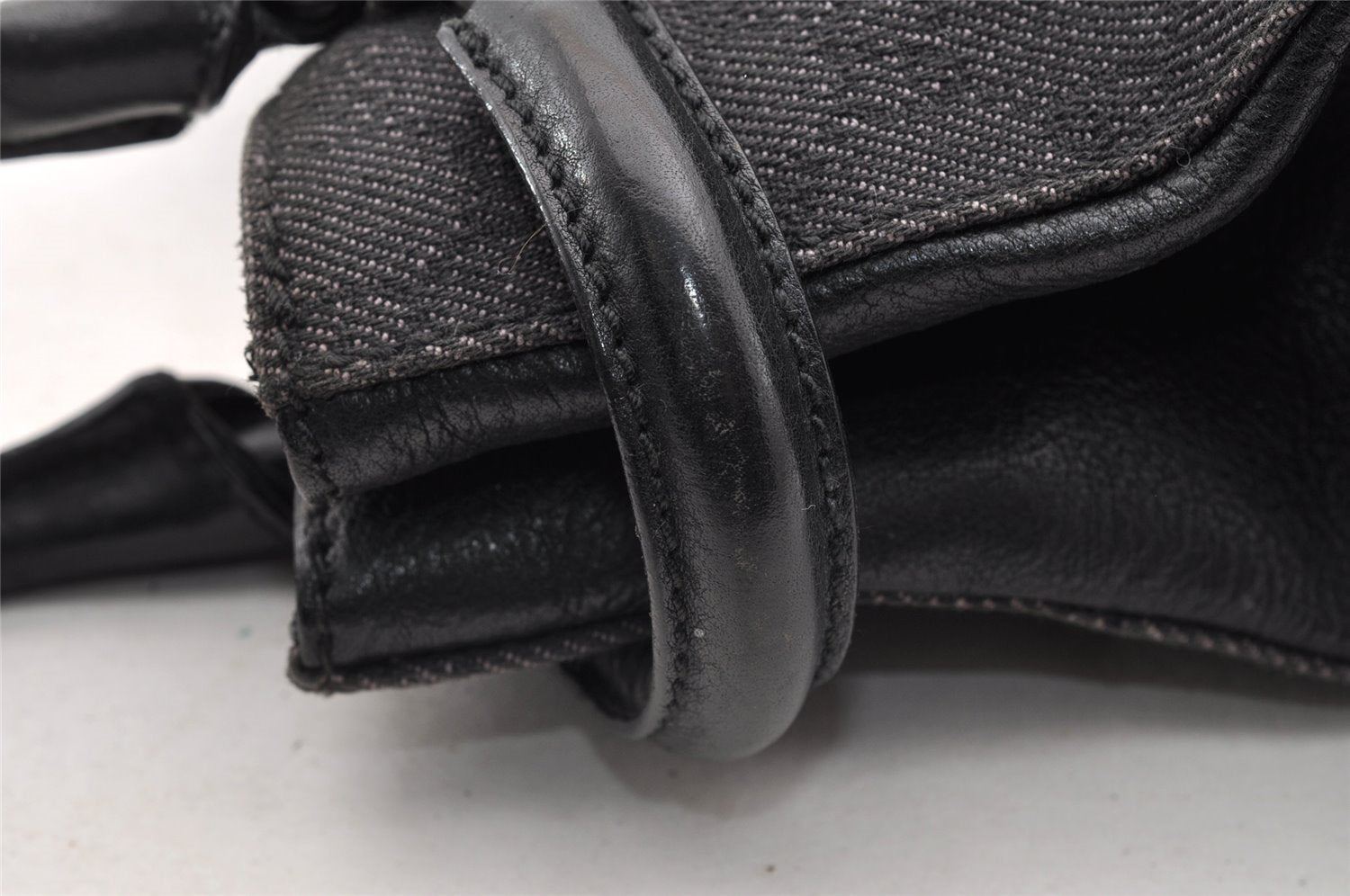 Authentic GUCCI Horsebit Shoulder Tote Bag GG Canvas Leather 101971 Black 6321I