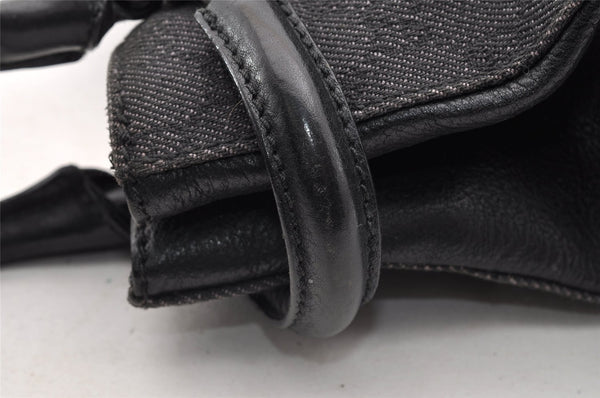 Authentic GUCCI Horsebit Shoulder Tote Bag GG Canvas Leather 101971 Black 6321I