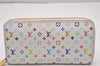 Authentic Louis Vuitton Monogram Multicolor Zippy Wallet White M60241 Pink 6322I