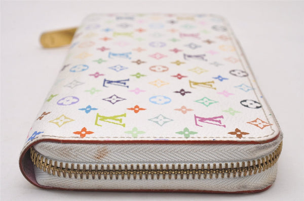 Authentic Louis Vuitton Monogram Multicolor Zippy Wallet White M60241 Pink 6322I