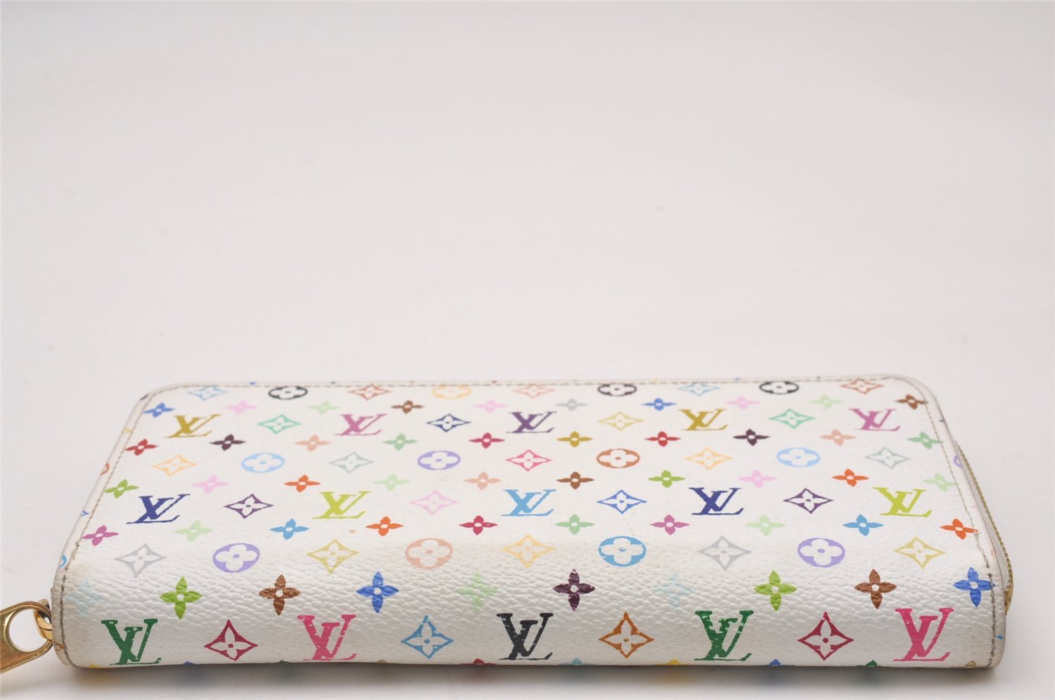 Authentic Louis Vuitton Monogram Multicolor Zippy Wallet White M60241 Pink 6322I