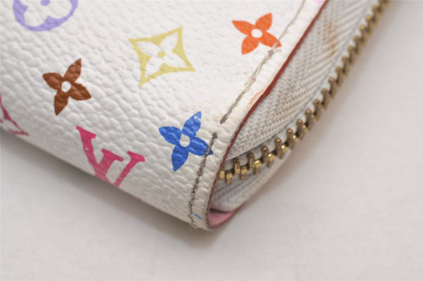 Authentic Louis Vuitton Monogram Multicolor Zippy Wallet White M60241 Pink 6322I