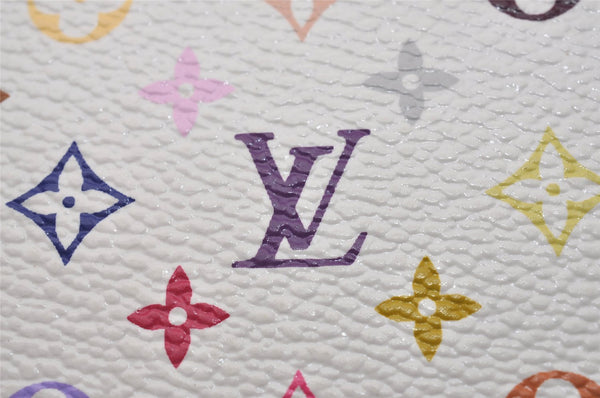 Authentic Louis Vuitton Monogram Multicolor Zippy Wallet White M60241 Pink 6322I