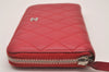 Authentic CHANEL Lamb Skin Matelasse Vintage Long Wallet Purse Red CC 6323I