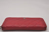 Authentic CHANEL Lamb Skin Matelasse Vintage Long Wallet Purse Red CC 6323I