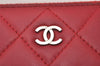 Authentic CHANEL Lamb Skin Matelasse Vintage Long Wallet Purse Red CC 6323I